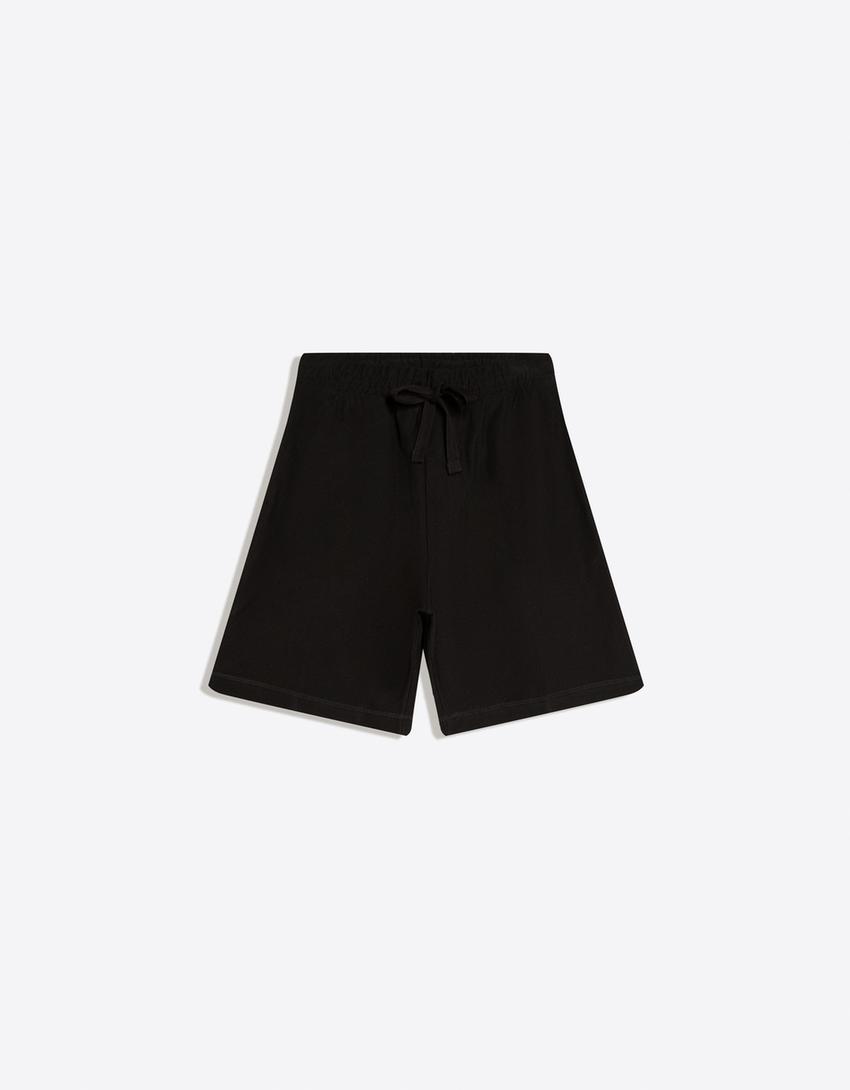 Twill Bermuda shorts-Black