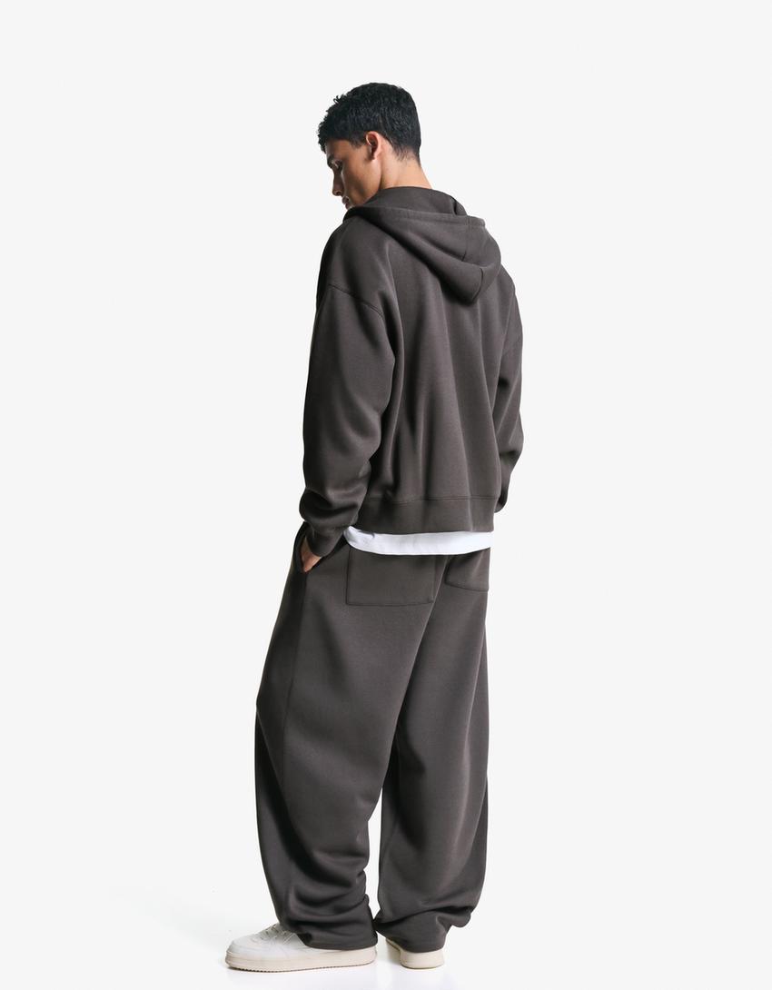 Capuchonsweater met rits-Grijs-1