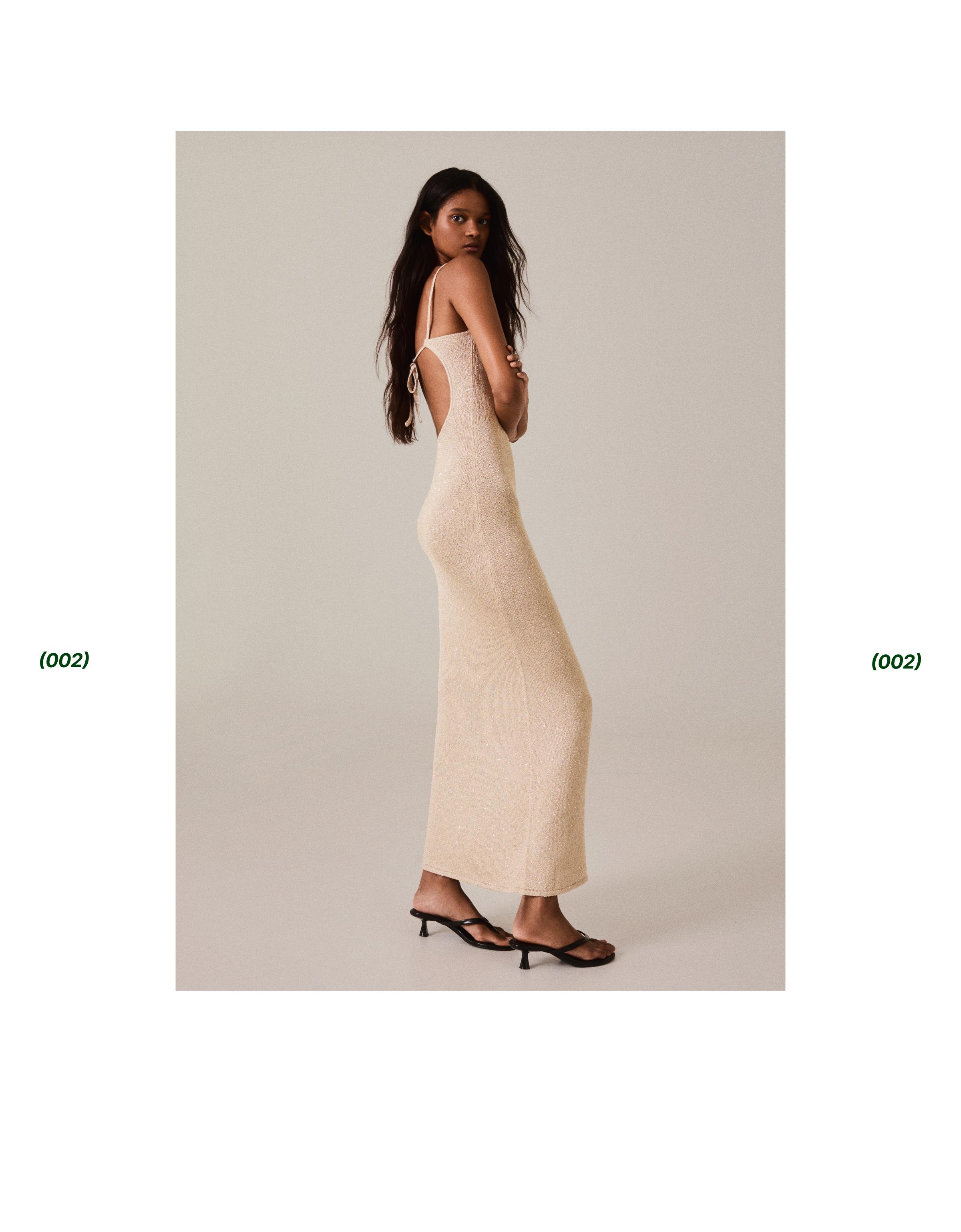Sequin midi dress with straps — Gold