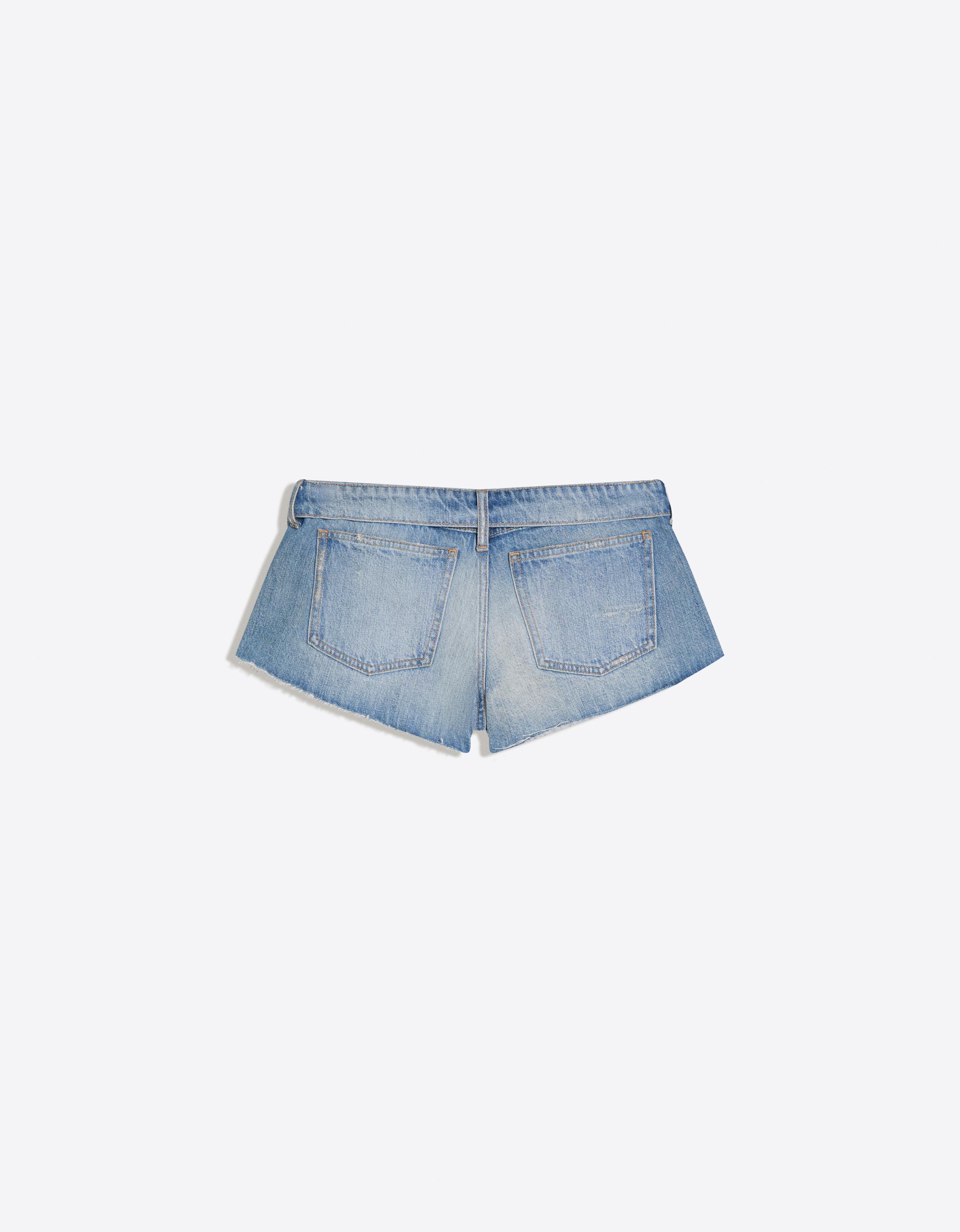 Mini denim shorts with folded waist