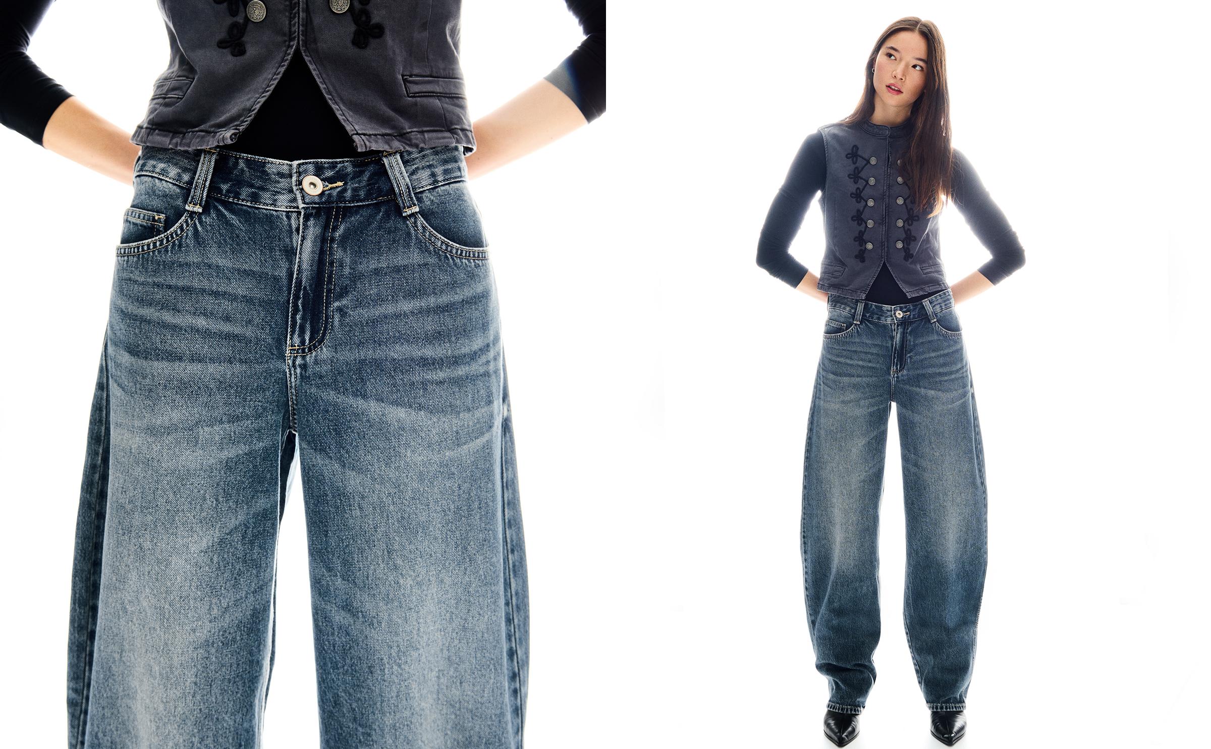 Düşük bel baggy barrel fit jean - Görsel 17