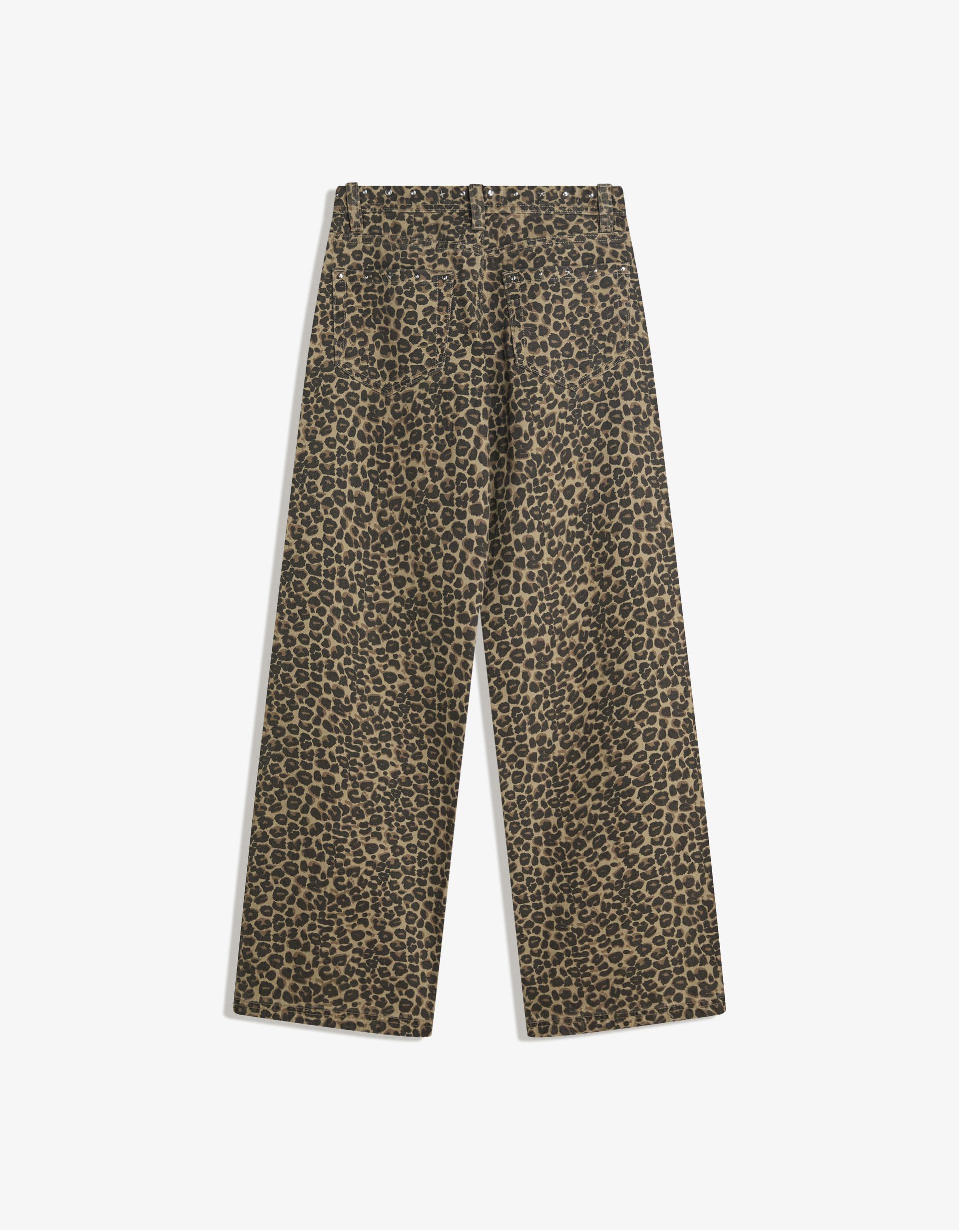 Pantalón straight tachas animal print