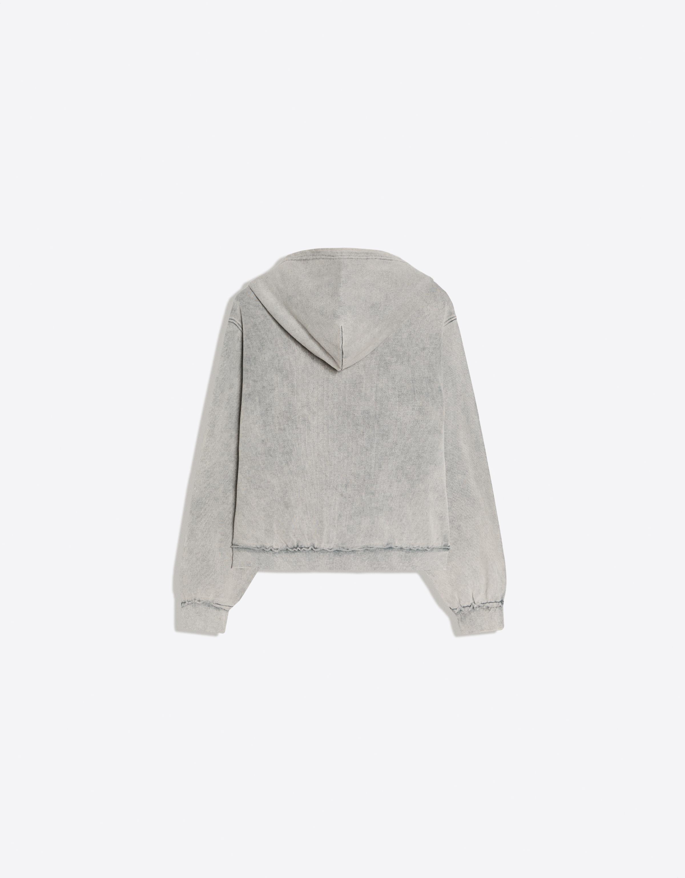 Studded zip-up hooded sweatshirt — Grey