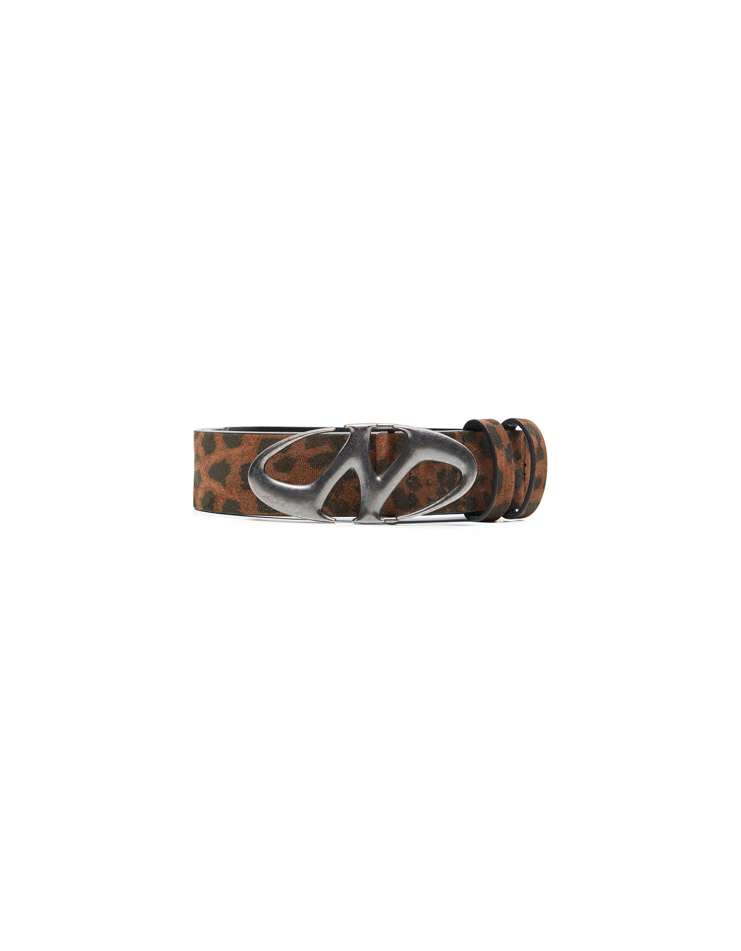 Animal print buckle belt — Brown