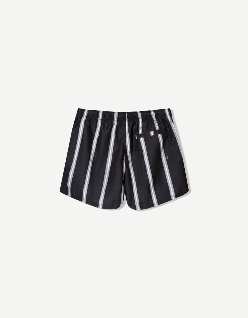 Printed swimming trunks-Black-4