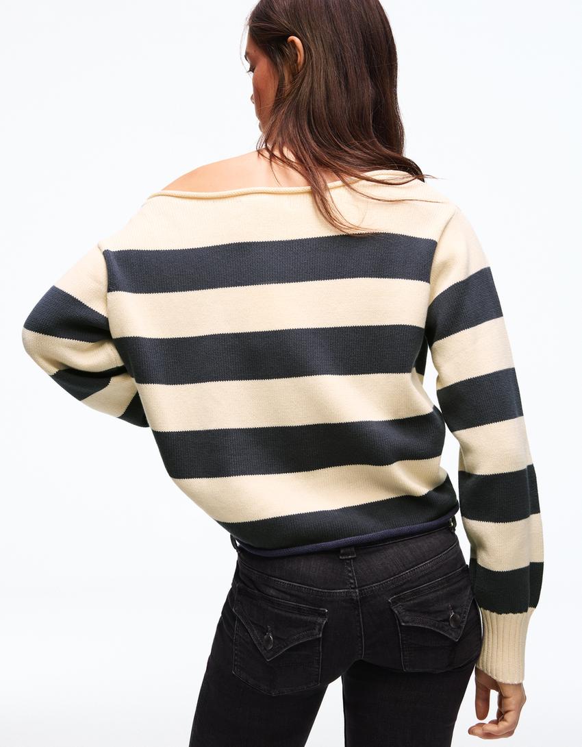 Pull col bateau-Bleu