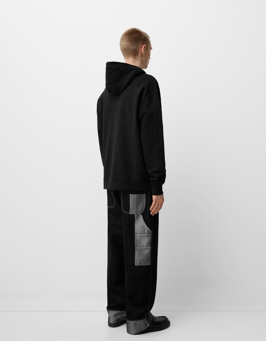 Sweat Bershka Wearable Art capuche oversize-Noir-2