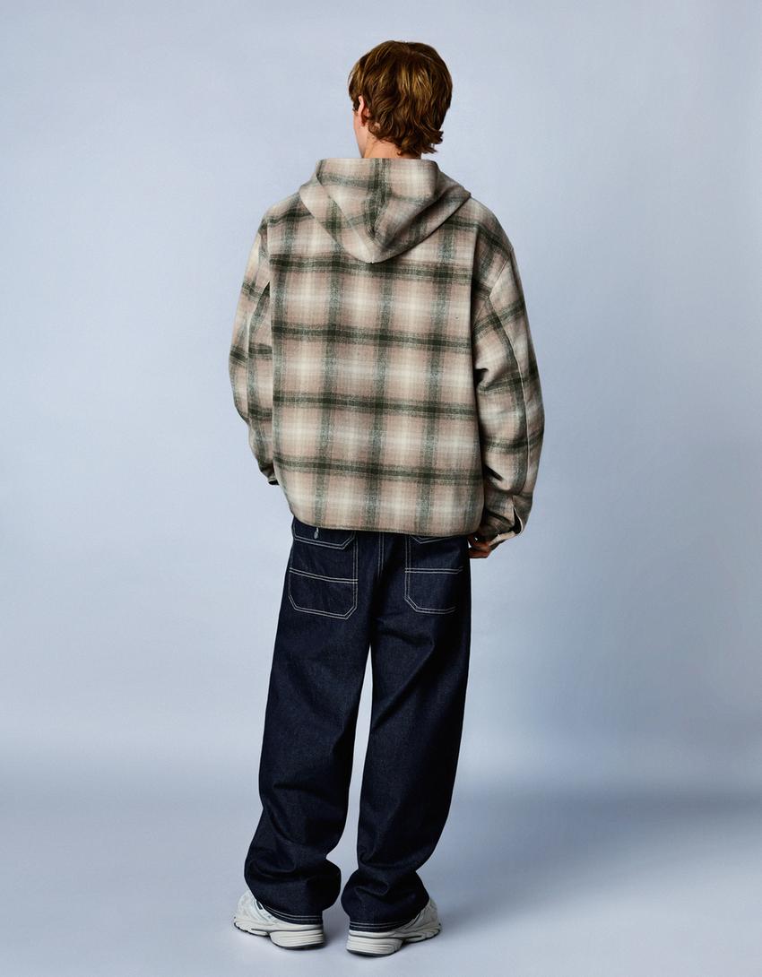 Sobrecamisa boxy folre polar estampat-Caqui