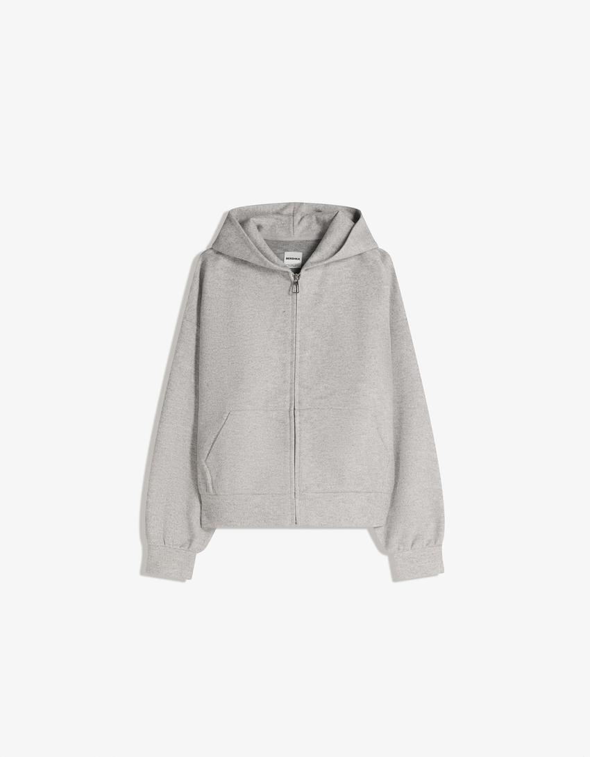 Sweat zippé en tissu-Gris