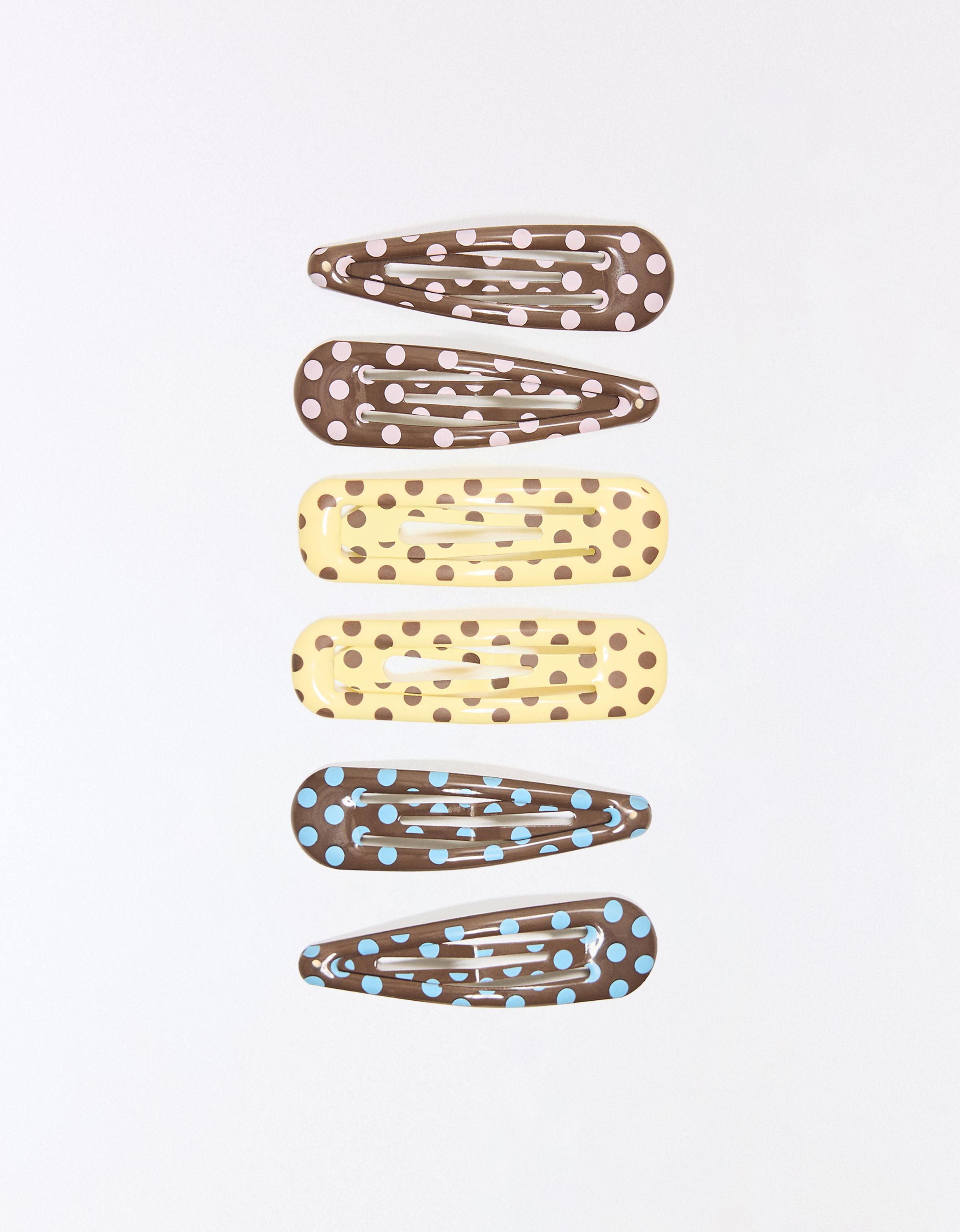 Pack of polka dot hair clips — Brown