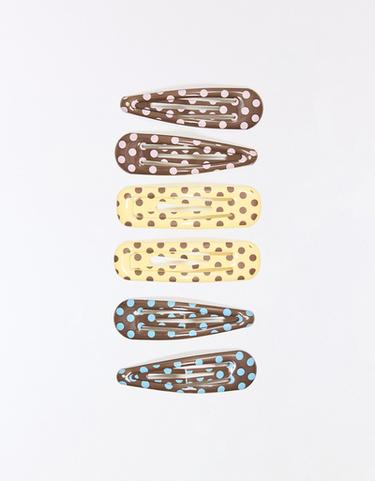 Pack of polka dot hair clips — Brown 3