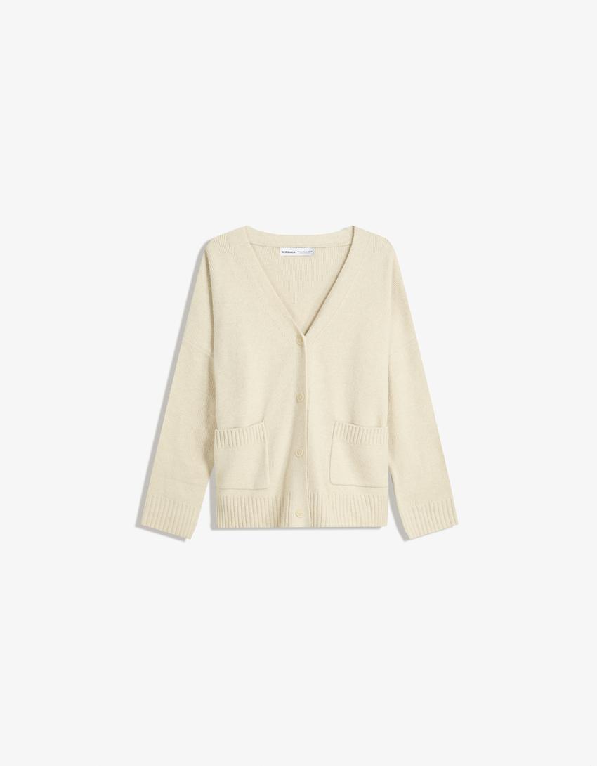 Cardigan col en V-Sable-3