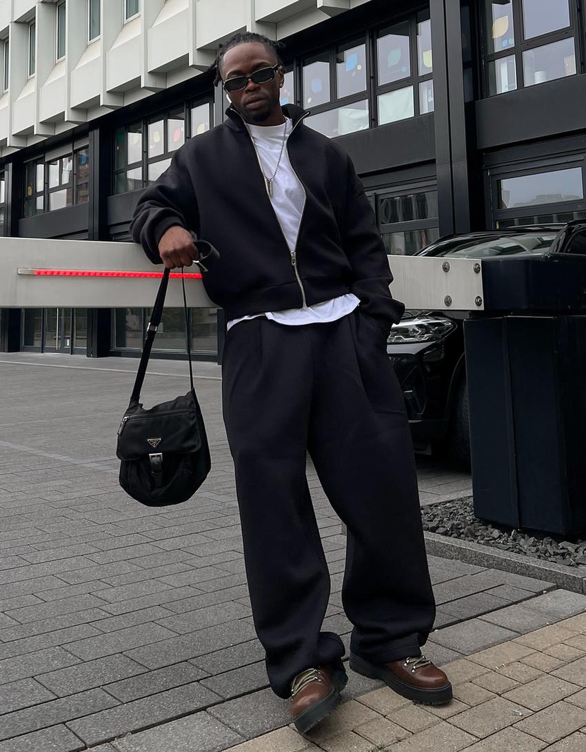 Pantalon technique à pinces-Noir