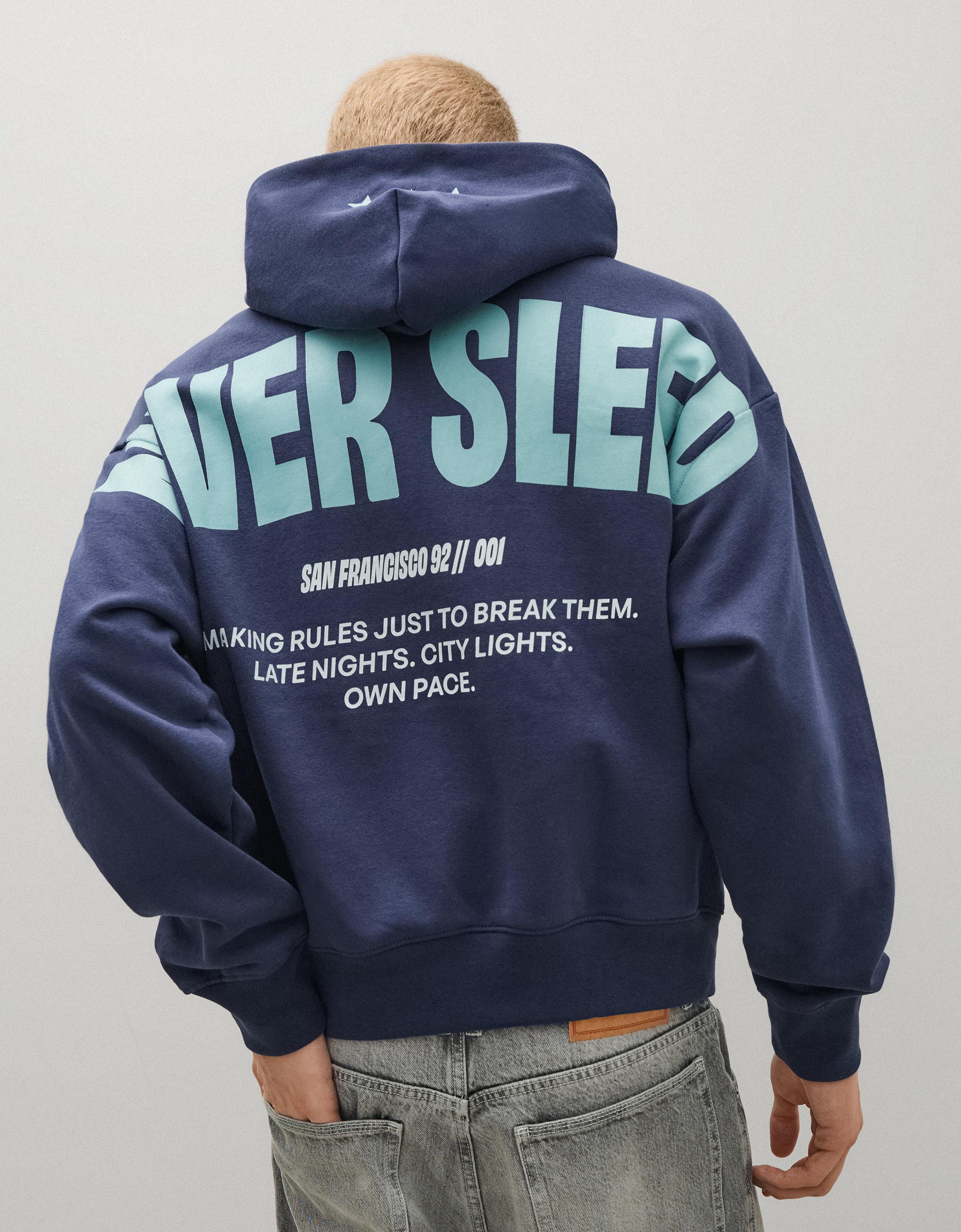 Hooded print sweatshirt — Navy