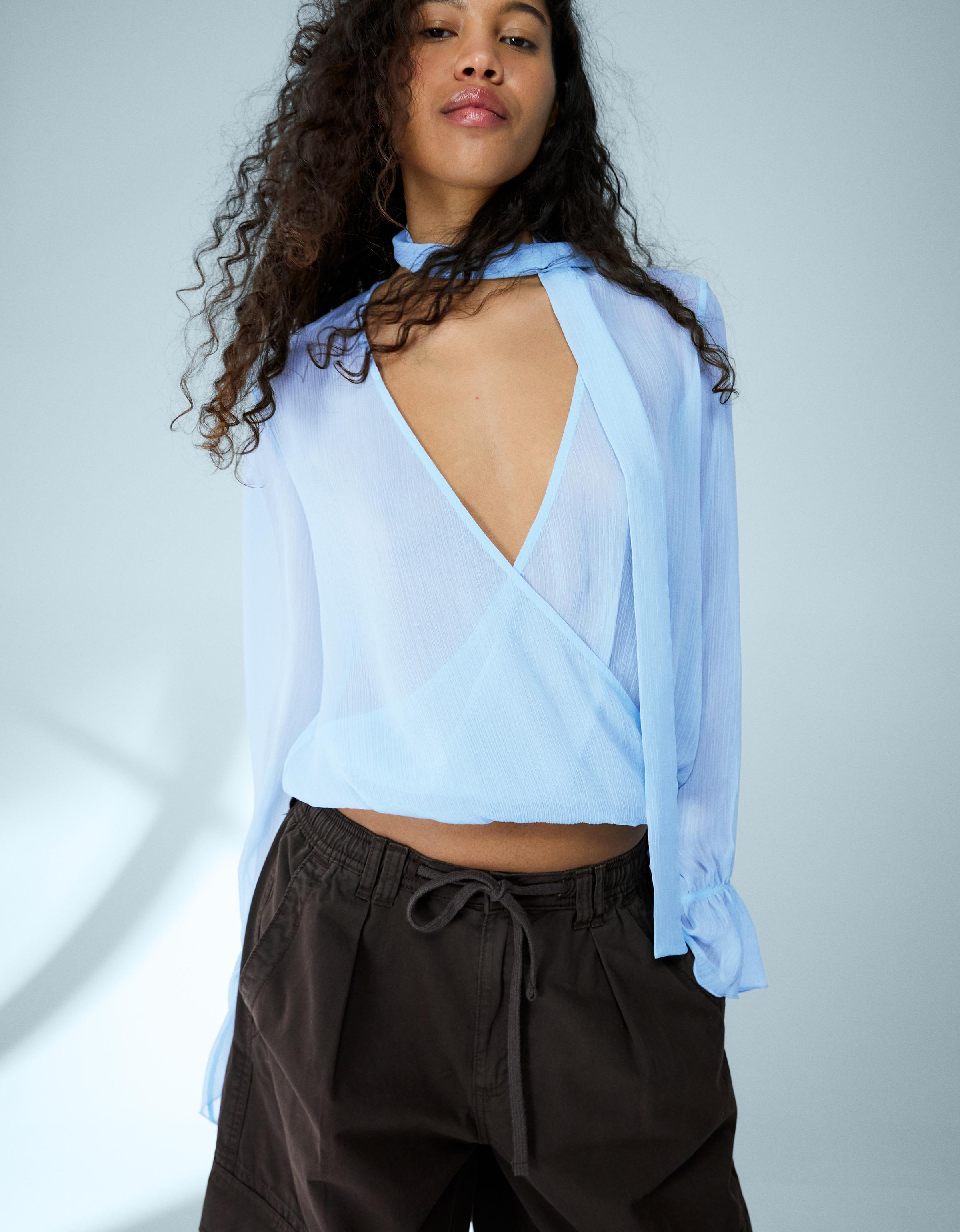 Uzun kollu kruvaze bluz - Görsel 63