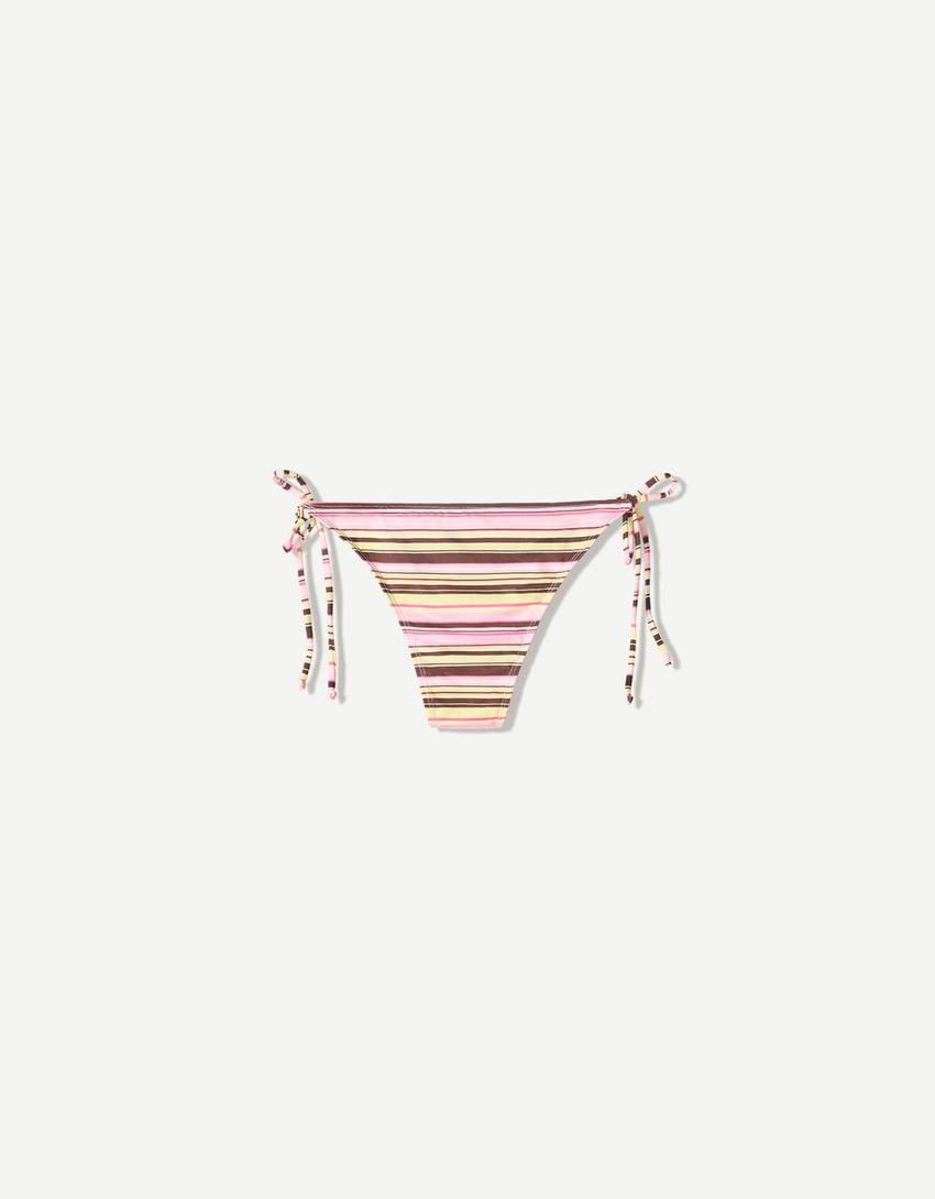 Bikinihose mit Streifen-Rosa-4