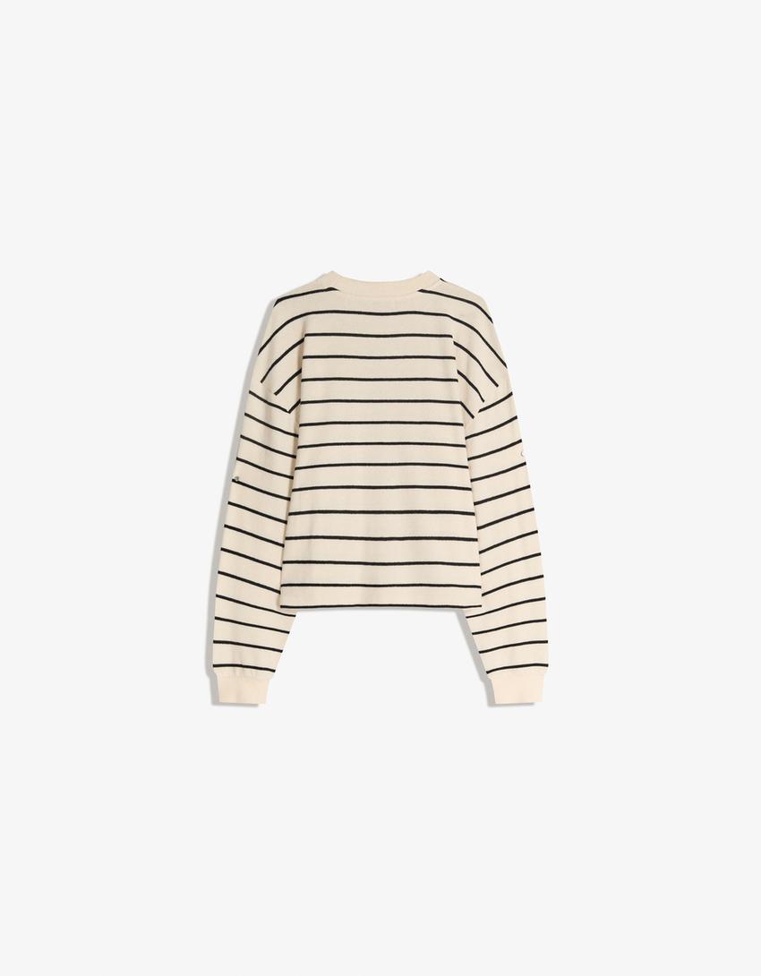 Stripe knit jumper-Cream