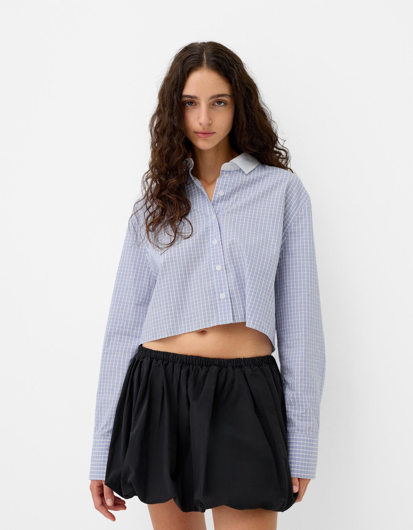 Bershka Kariertes Hemd Damen Xs Blau günstig online kaufen