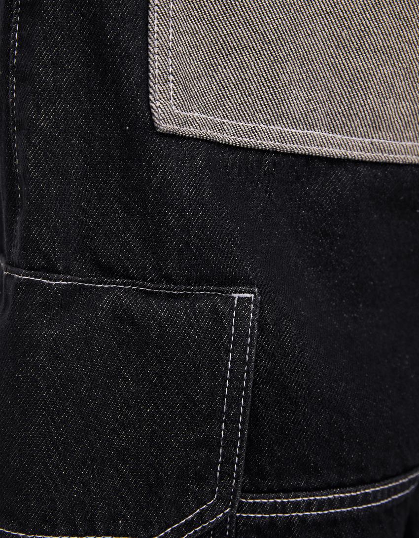جينز تزلج كارغو بكتل لونية-أسود-5
