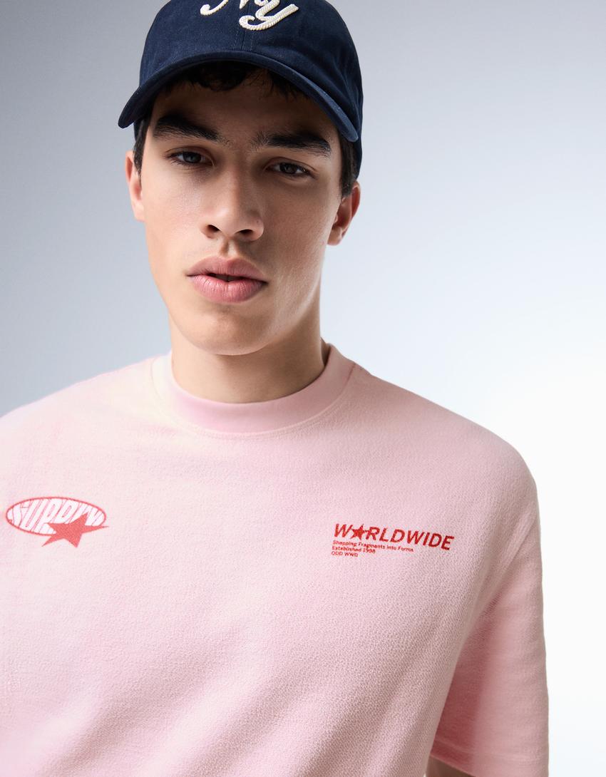 Plush printed T-shirt-Pink