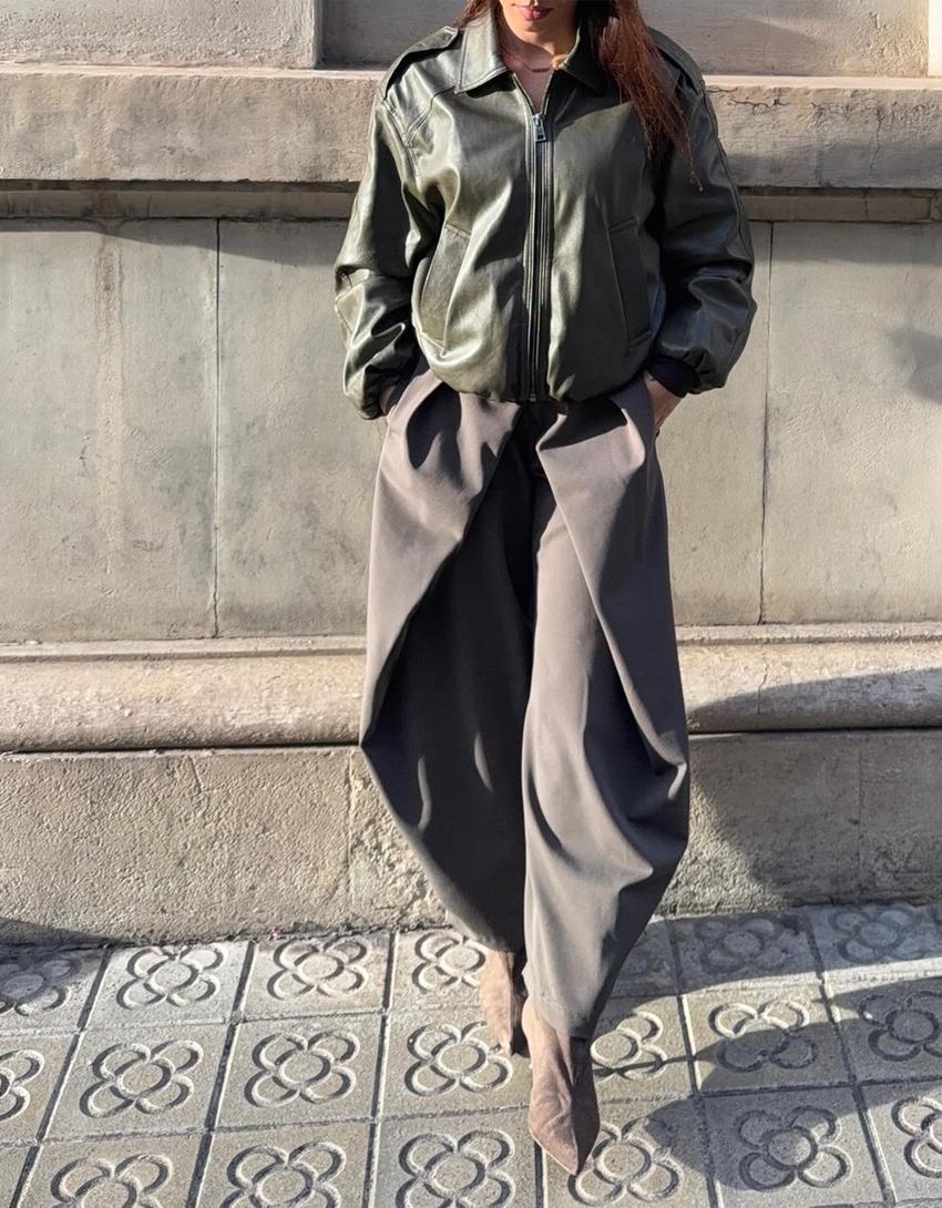 Double-button pleat trousers-Sand