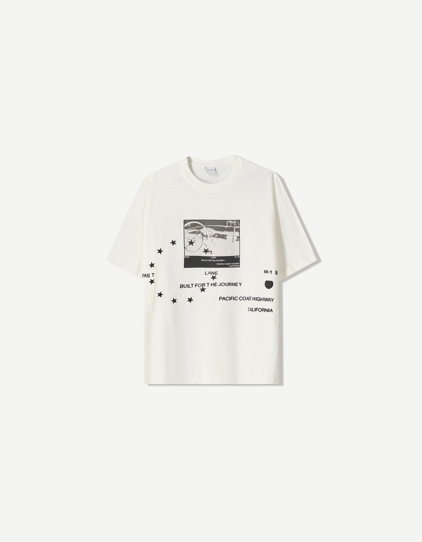 Short sleeve T-shirt with print-Off white-0