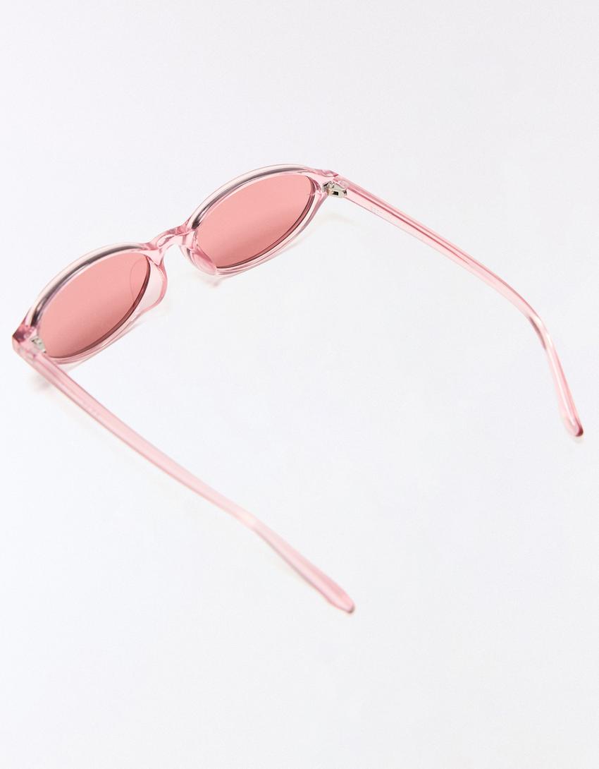 Oval plastic sunglasses-Pink
