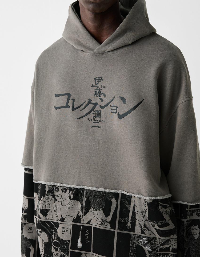 Sweat capuche imprimé Junji Ito Collection-Gris-5
