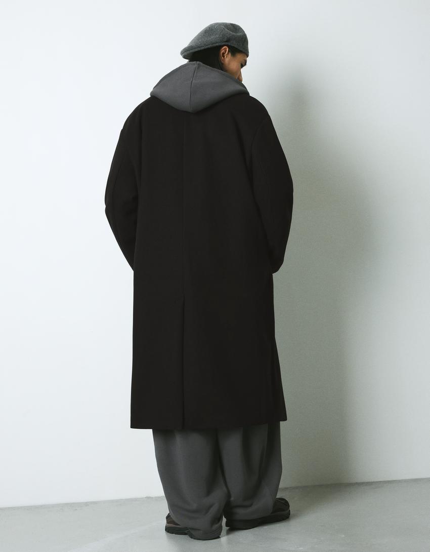 Abrigo pano cruzado-Negro