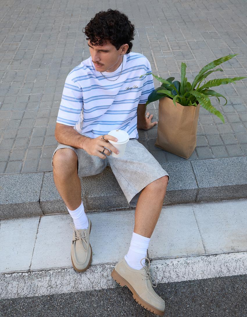 Short sleeve T-shirt with print-Blue