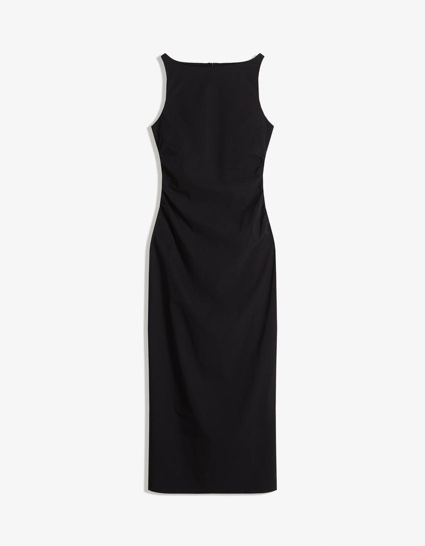 Bengaline midi dress-Black