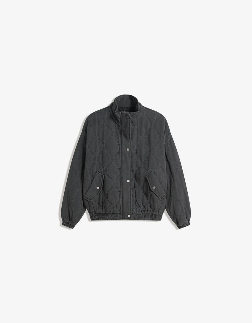 Faded-effect jacket-Dark grey-3
