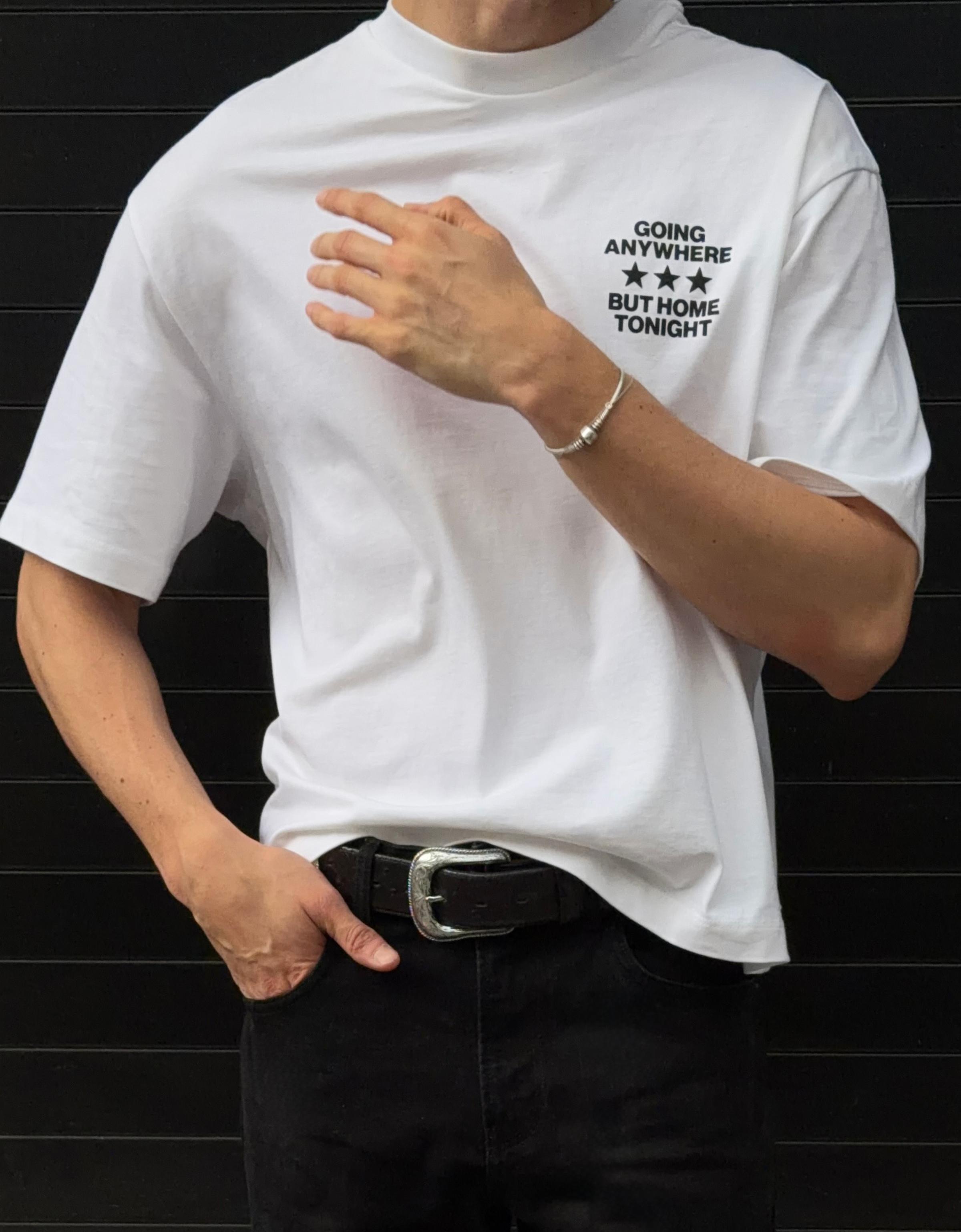 Short sleeve boxy print T-shirt — White
