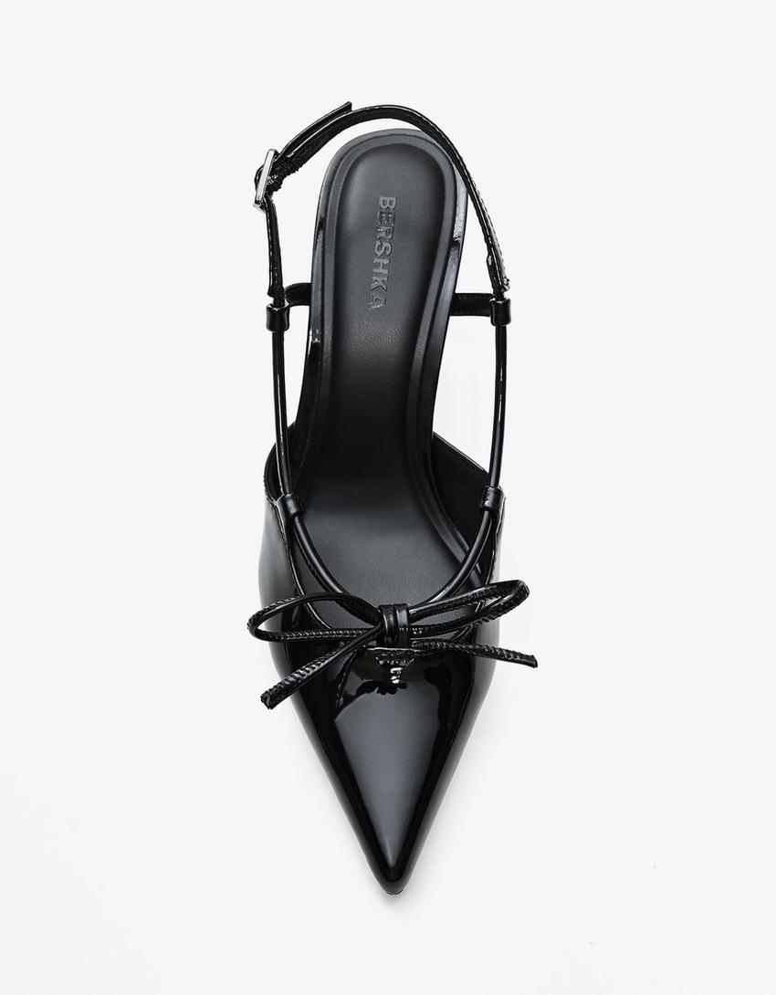 Slingback met hak en detail-Zwart