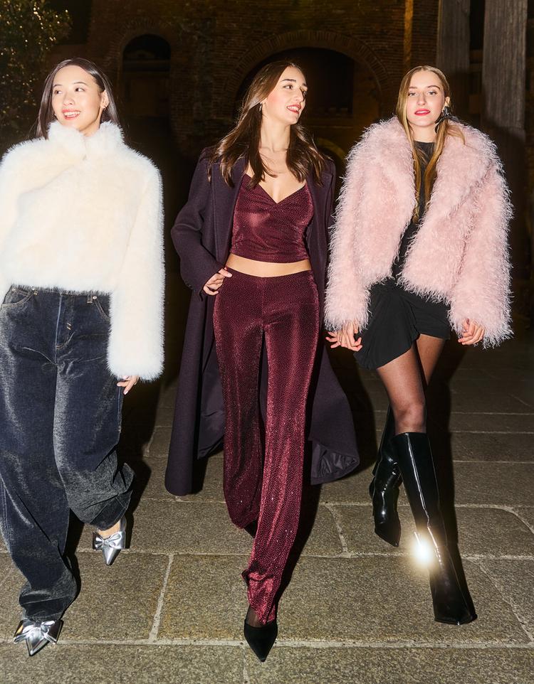 Pantalón flare brillo