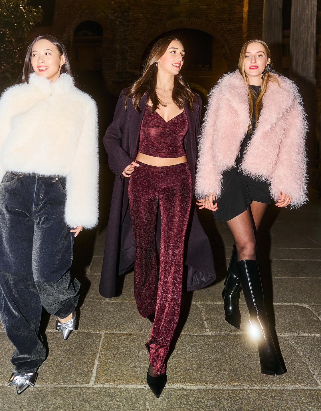 Shimmery flared trousers