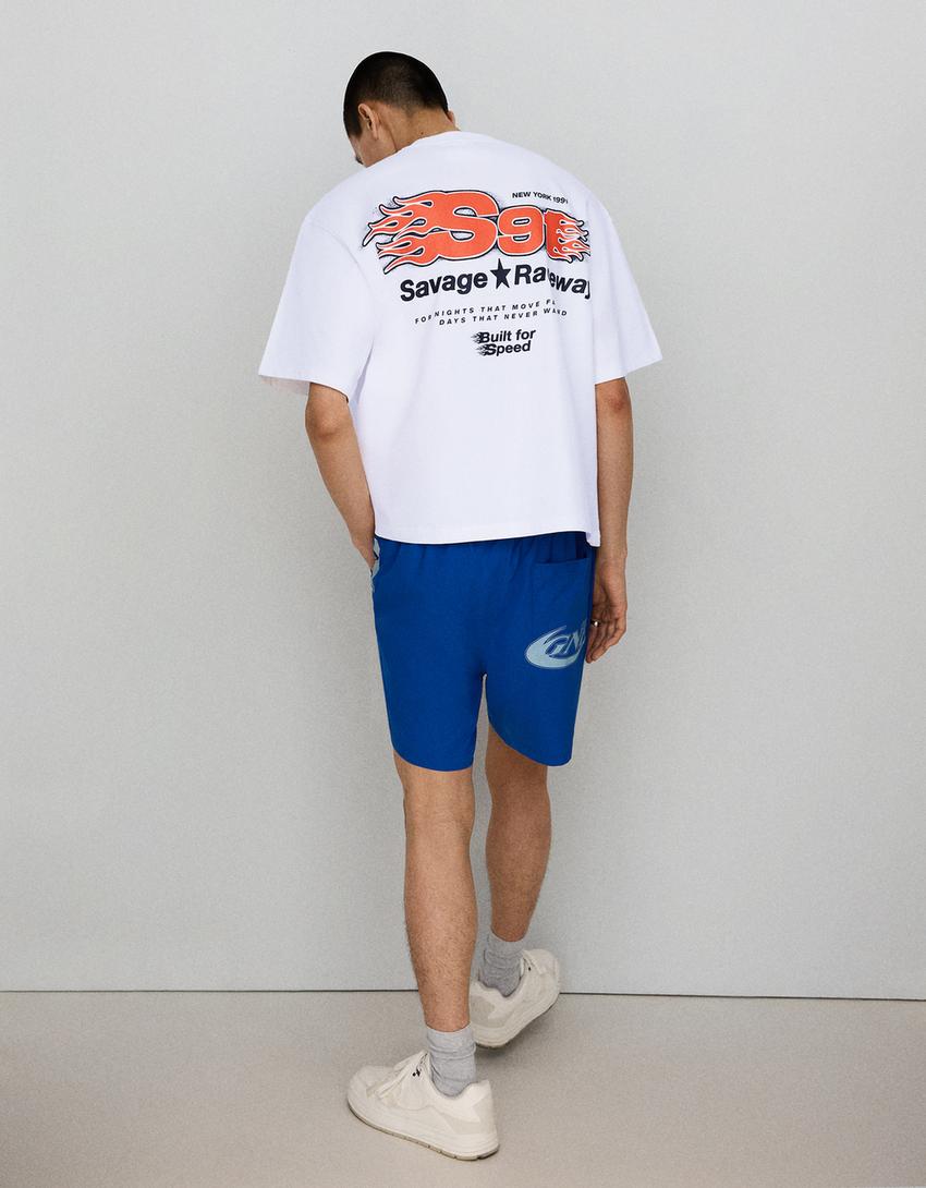 Relaxed-Fit T-Shirt mit Print-Weiss