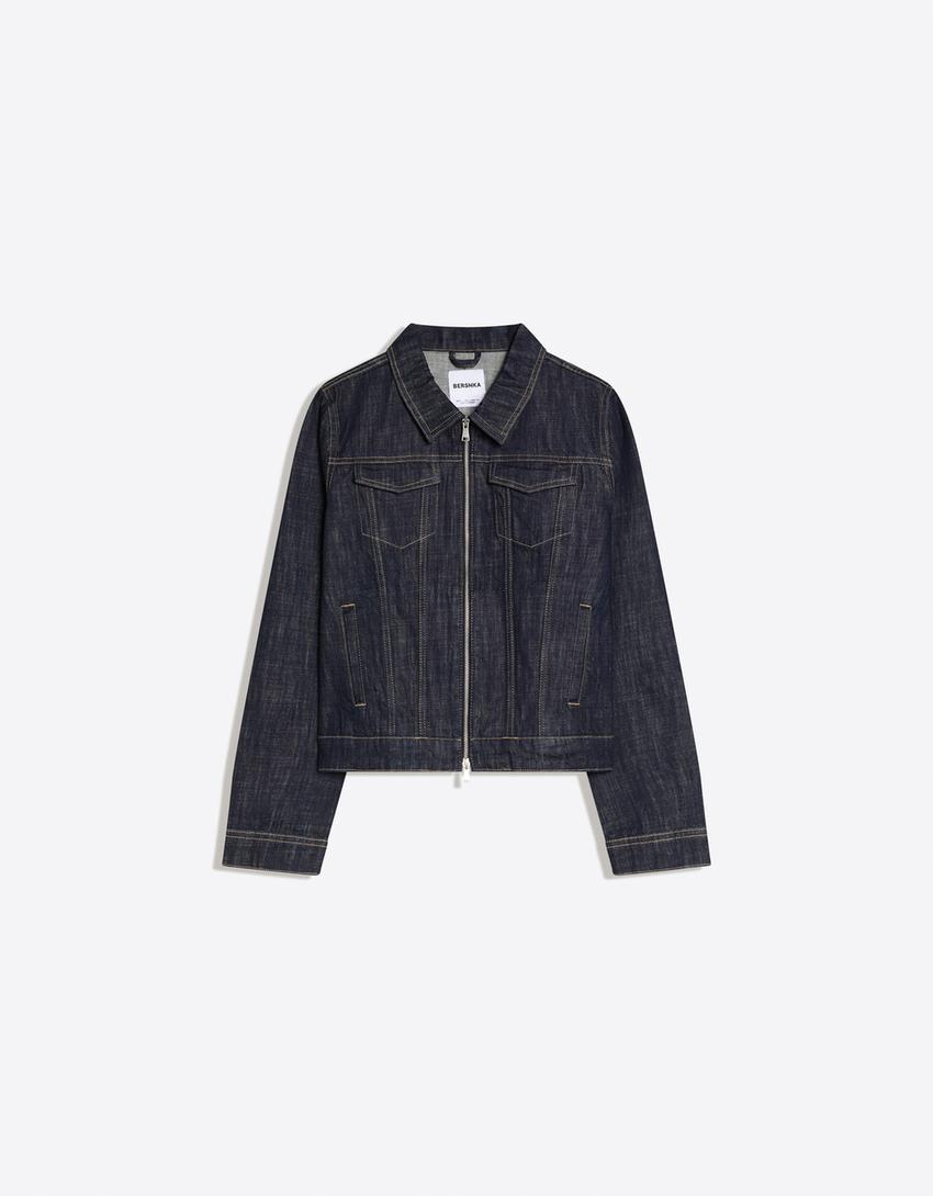Cazadora denim cremallera-Marino