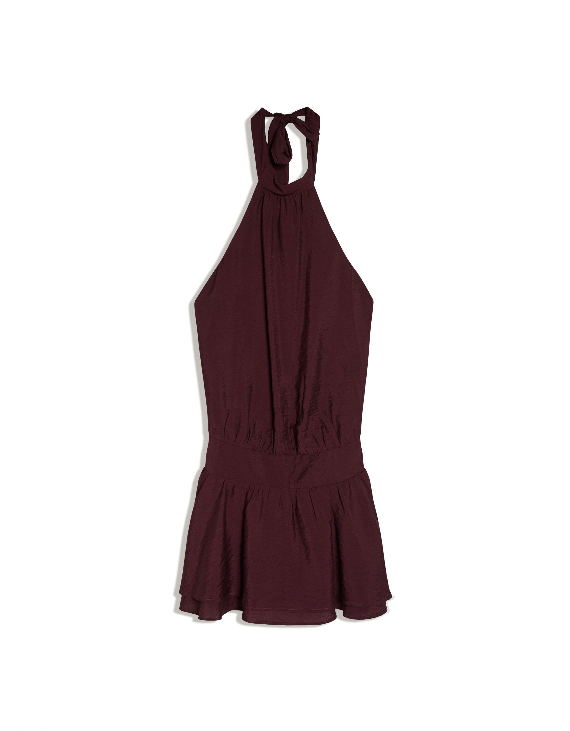 Halter neck mini dress — Maroon