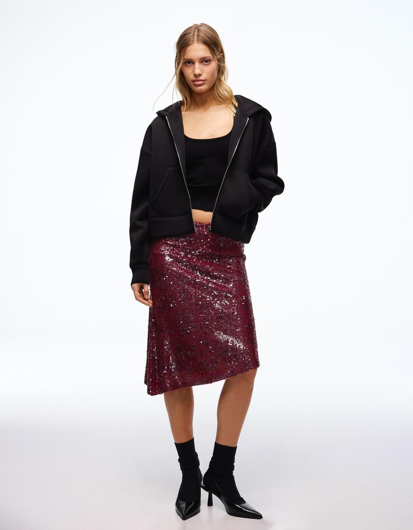 تنورة متوسطة الطول غير متماثلة بترتر-Bordo