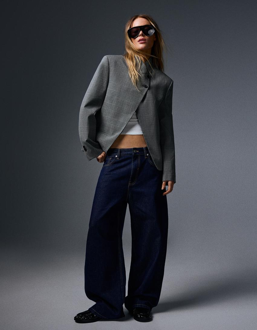 Blazer doppiopetto con bottoni-Grigio