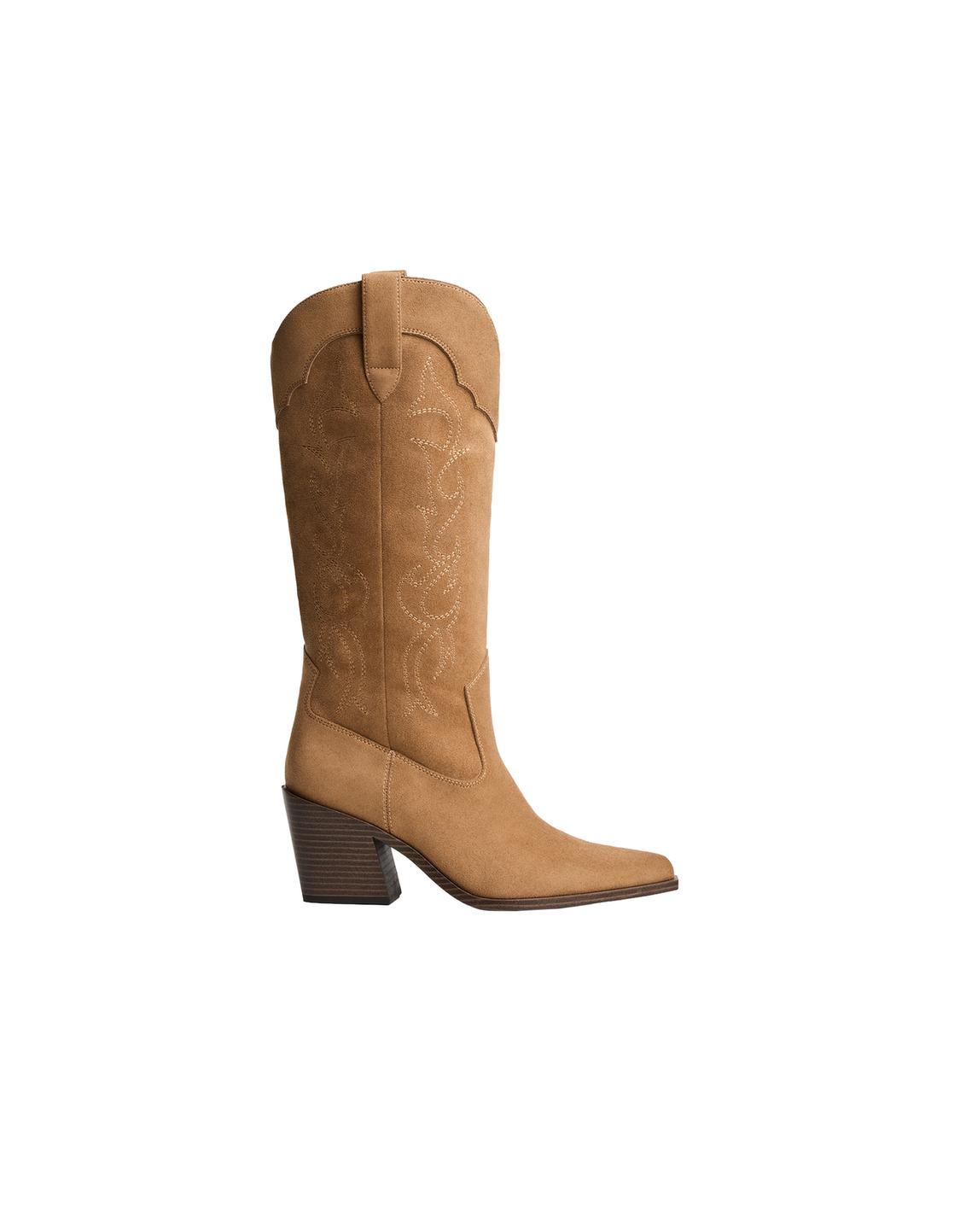 Embroidered high-heel cowboy boots