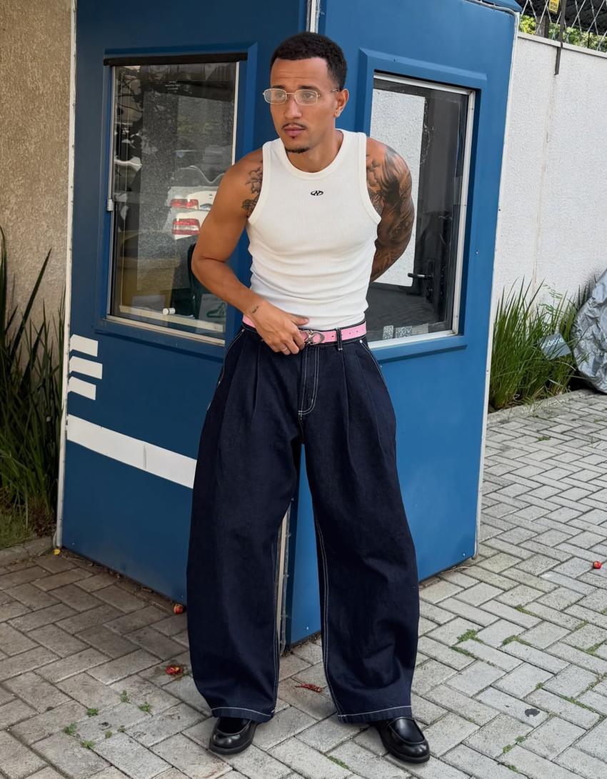 Plisirane barrel traperice-Mornarska plava