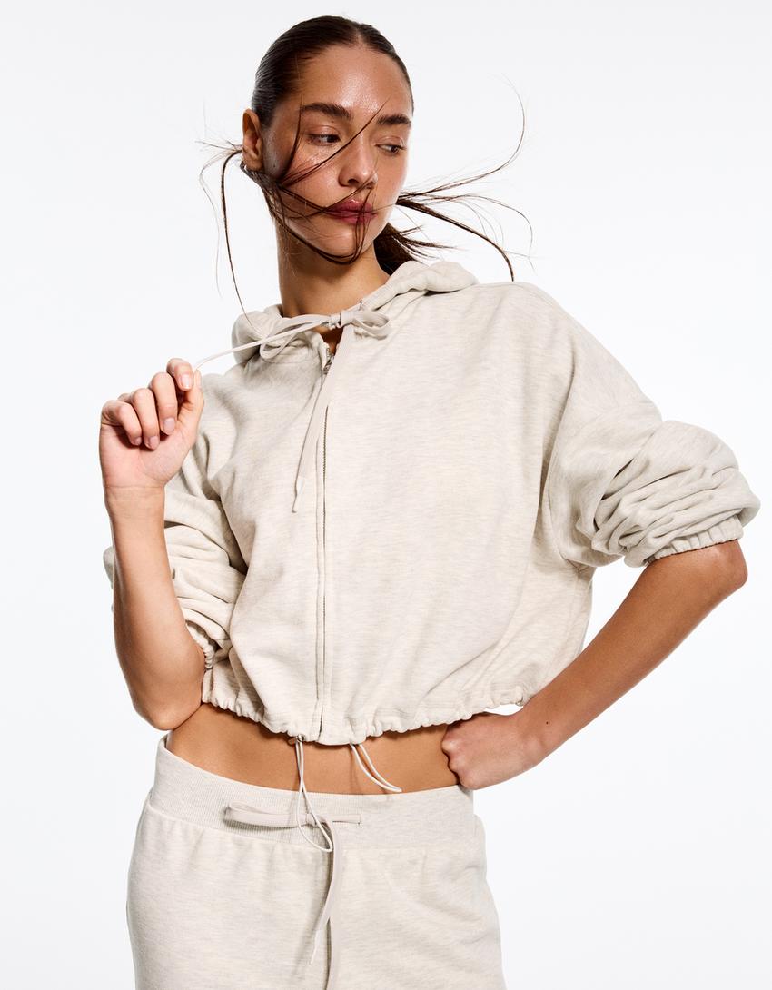 Balloon zip-up hoodie-Grey