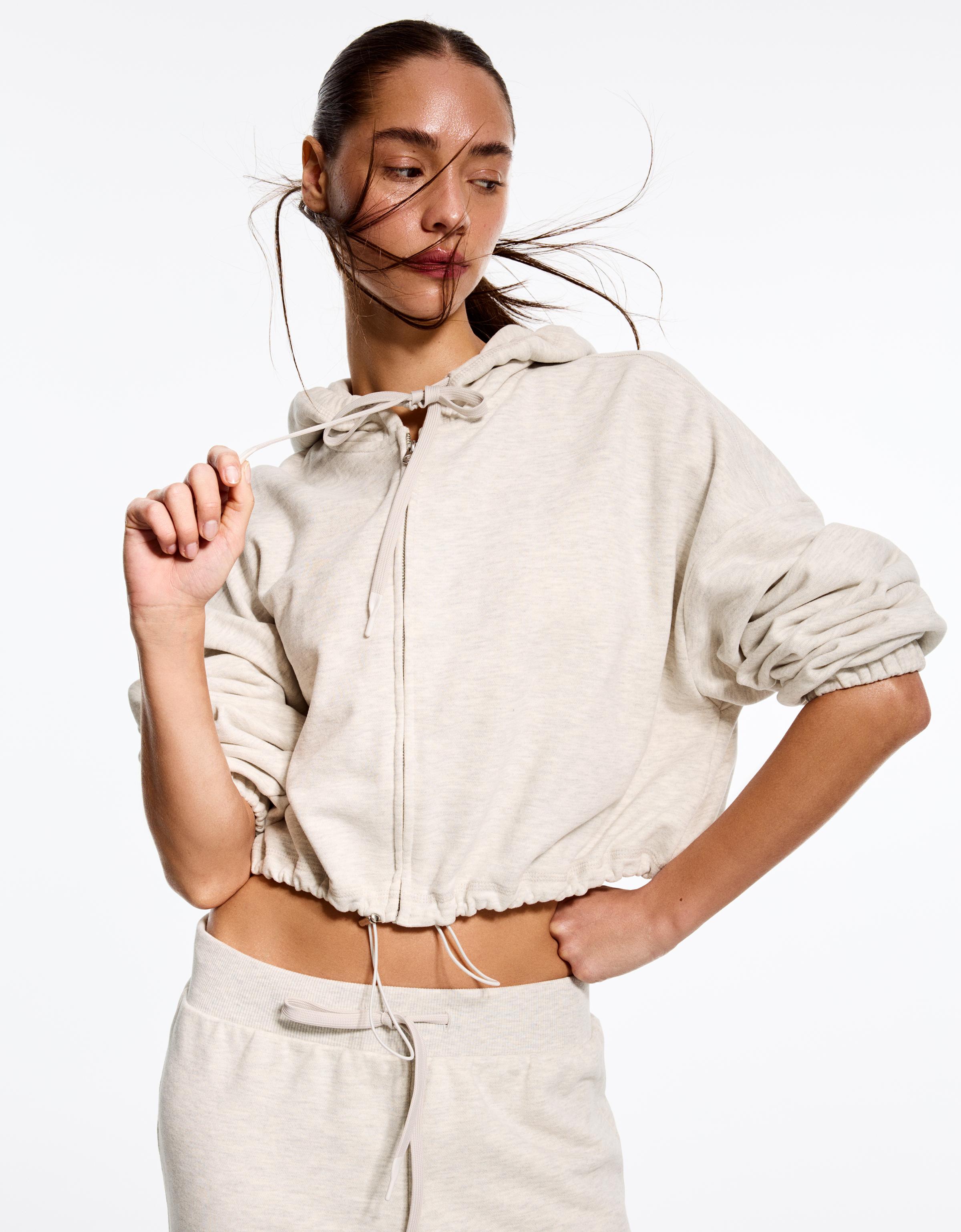 Balloon zip-up hood sweatshirt — Grey
