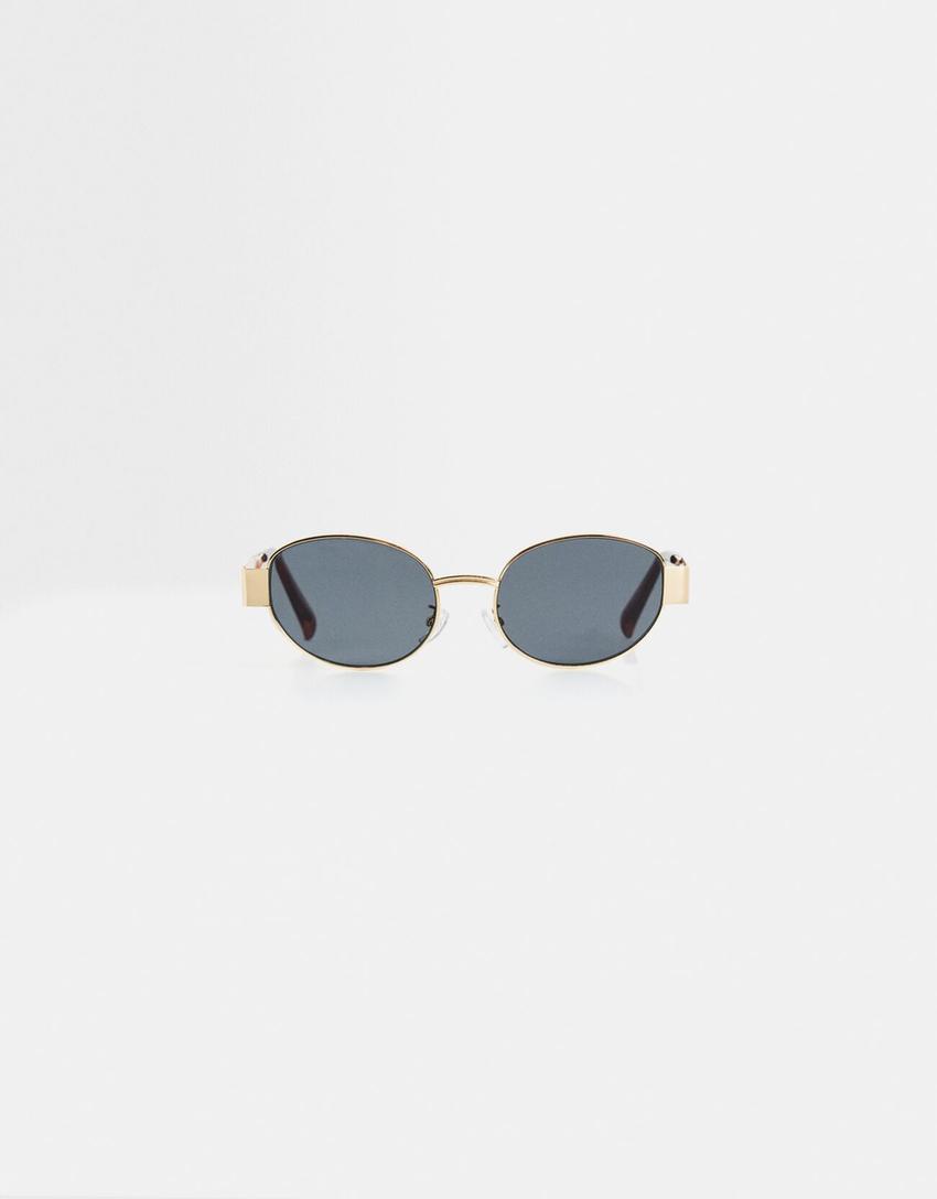 Ovale Sonnenbrille mit Metallgestell-Gold-0