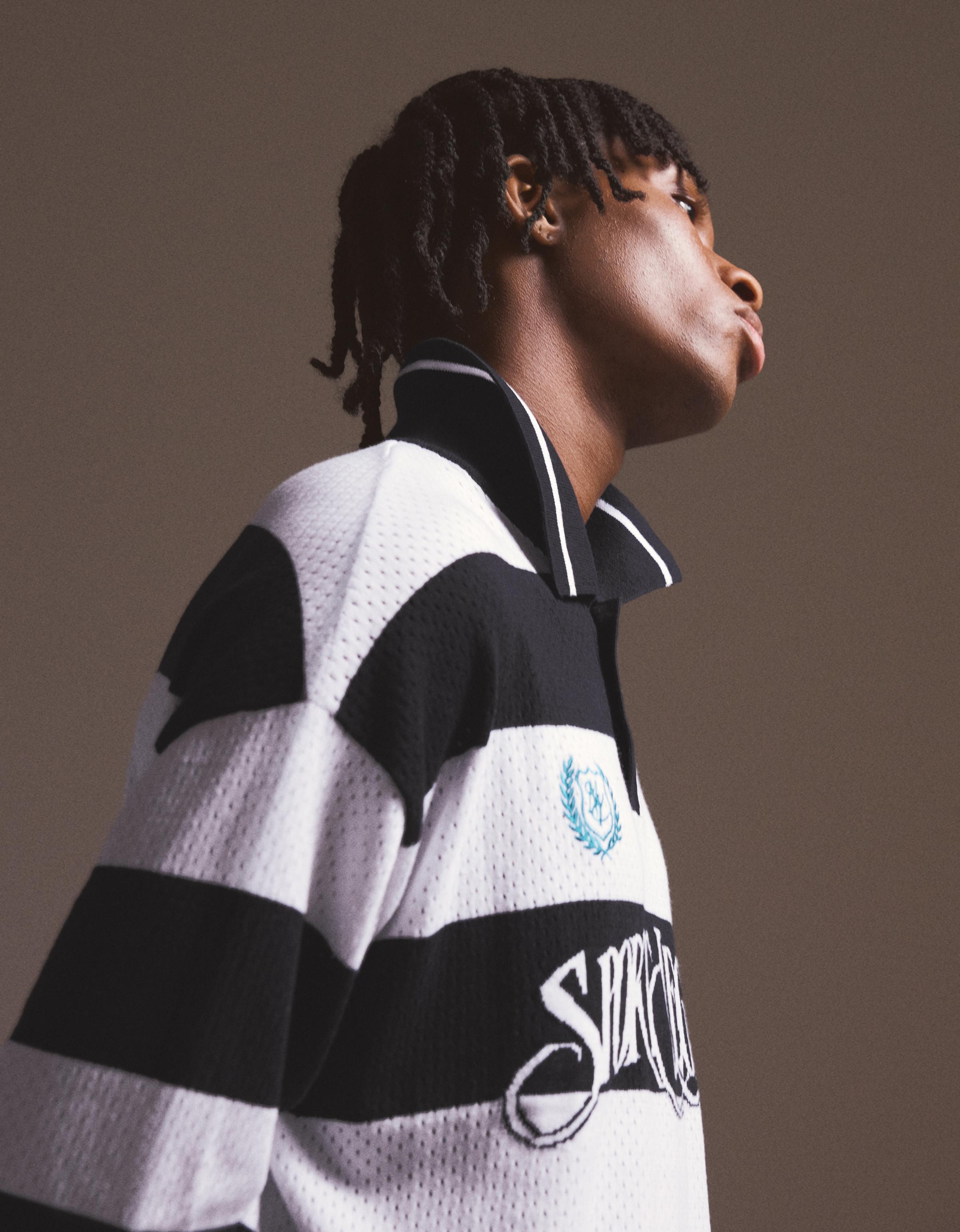 Short sleeve mesh polo shirt — White / Black
