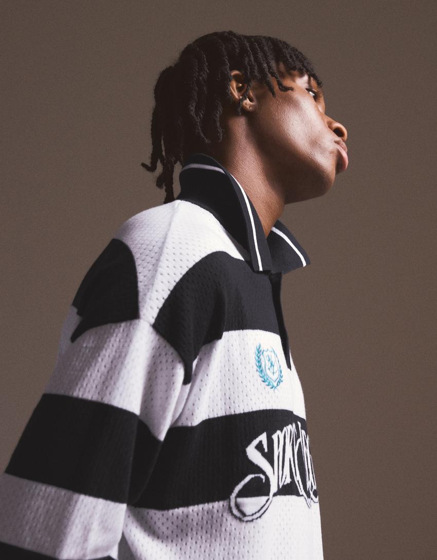 Short sleeve mesh polo-White / Black