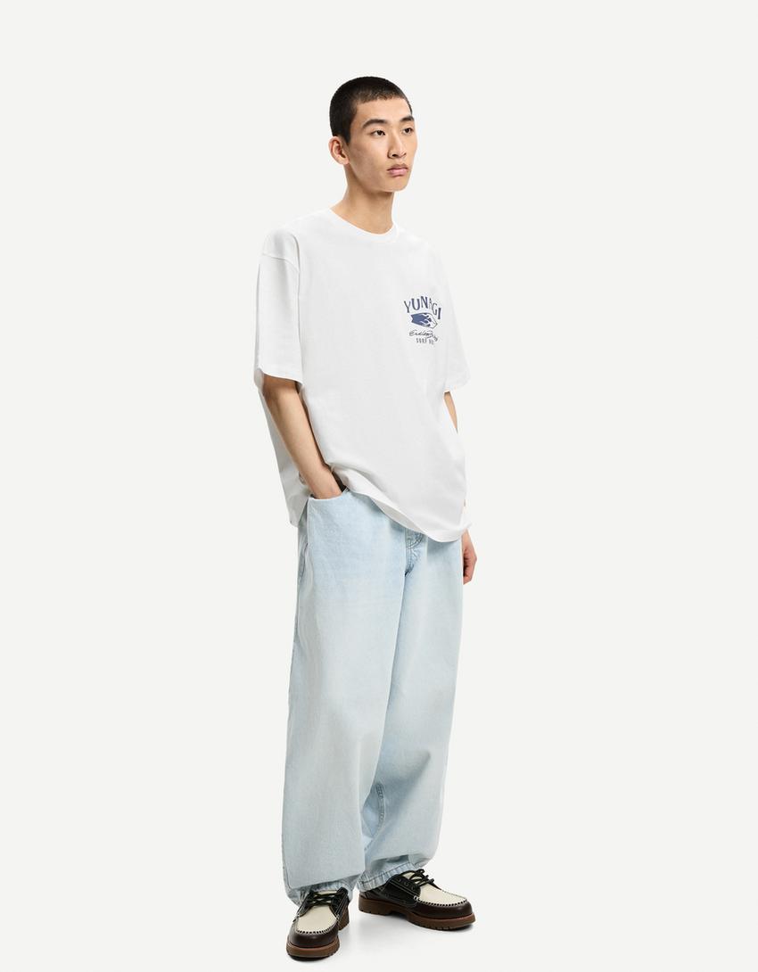Short sleeve T-shirt with print-Off white-3