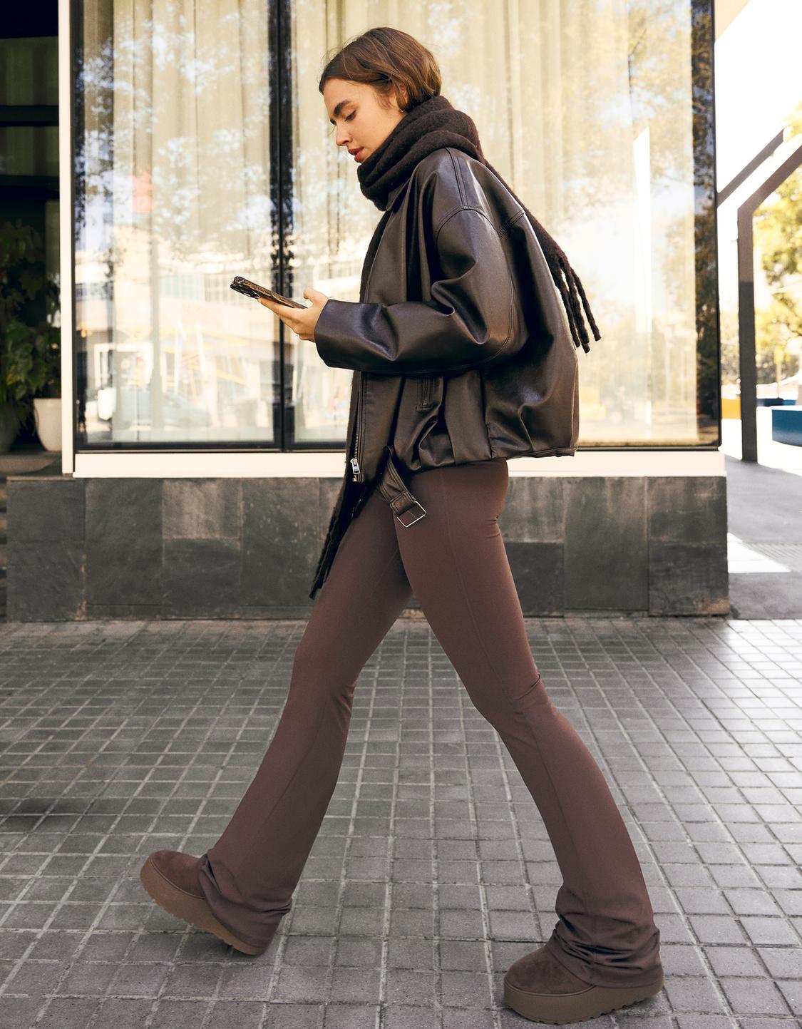Technical flare trousers